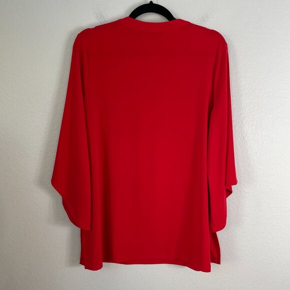 Susan Graver Artisan Womens Large Red Beaded V Neck Tunic Top Stretch Shirt - Picture 11 of 11